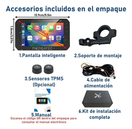 $1890 PAGAS AL RECIBIR.  $ 1600 PAGO ANTICIPADO.  CarPlay & Android 5" - Impermeable- Bicicletas,  Motos , Scooters. Envío GRATIS!!!